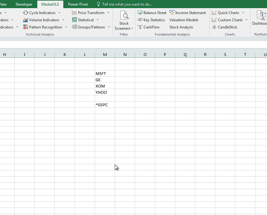 stock charts in excel