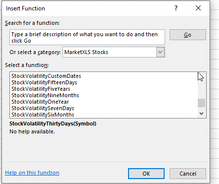StockVolatility Functions Stock Volatility Functions