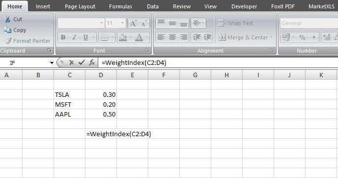 Wealth Index Using Excel - MarketXLS