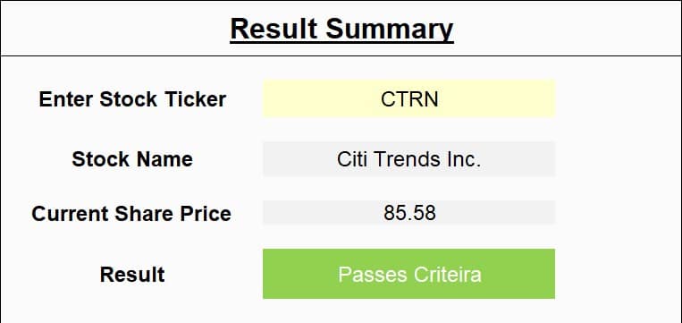 Kirkpatrick Value Screen (Marketxls Template) - MarketXLS