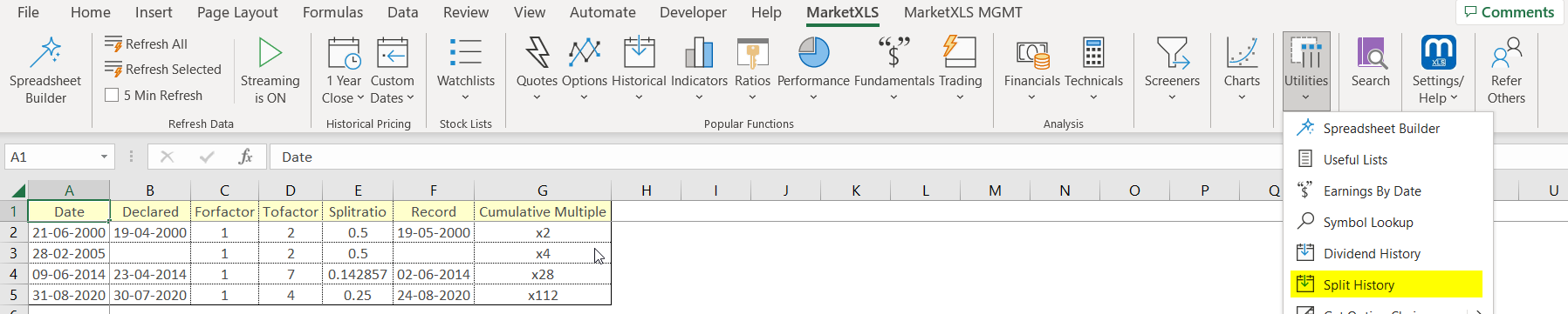 Stock Split Calculator Excel: Easy Steps to Calculate Stock Split Calculator Excel: Easy Steps to Calculate - MarketXLS